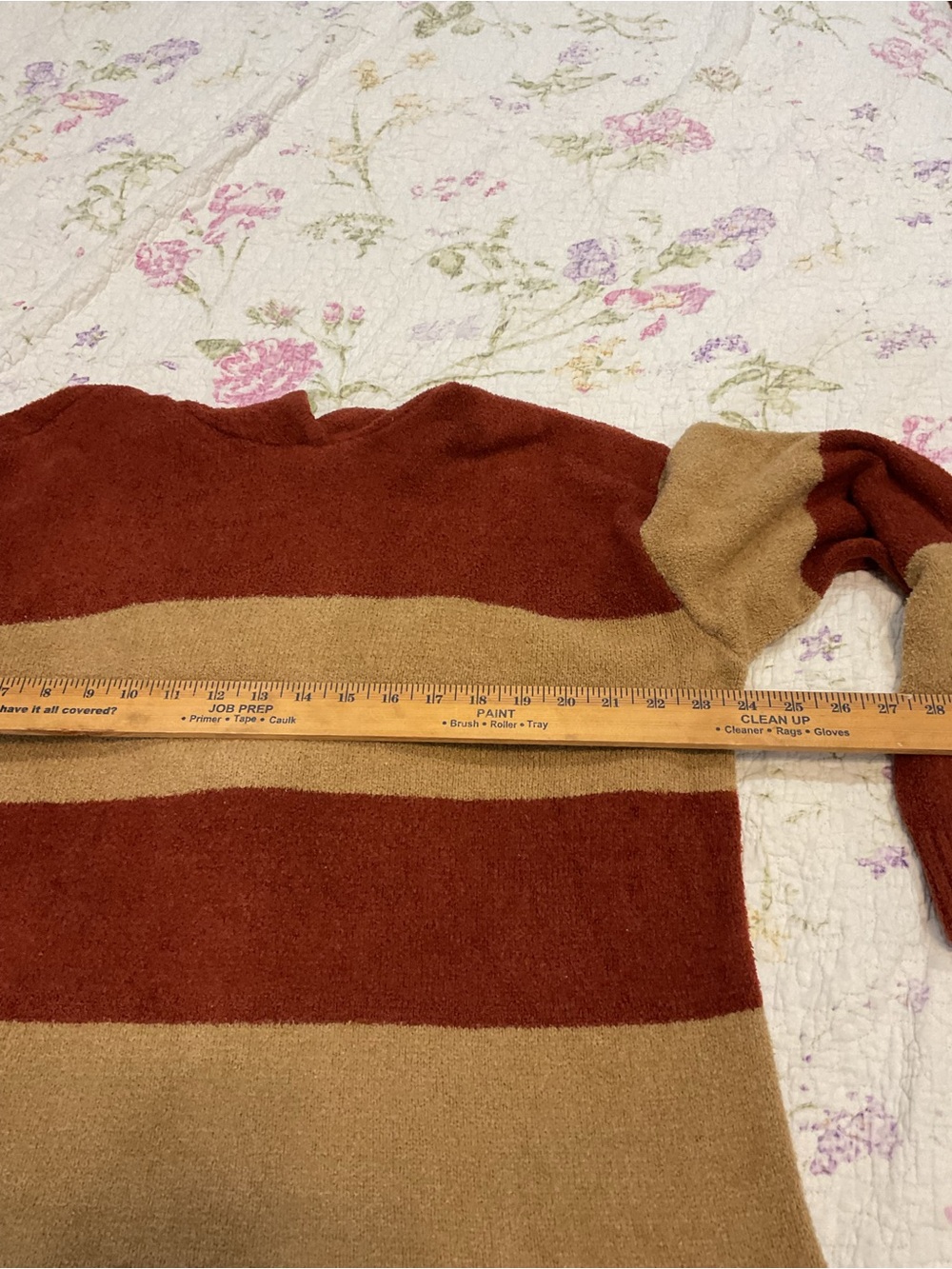 NWOT Lands' End Rust Red Striped Hooded Pullover - Picture 6 of 7